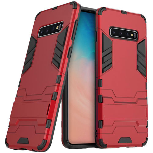 Slim Armour Tough Shockproof Case & Stand for Samsung Galaxy S10 - Red